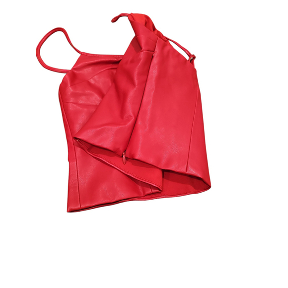 WAYF Giselle Faux Leather Crop Camisole in Red Sz XS - Picture 9 of 11
